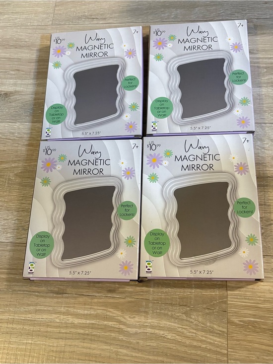 Geddes Other - Lot of 4 Geddes Wavy Magnetic Mirrors Locker Dorm Room Wall Desk Decor NIB